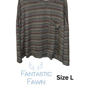 Fantastic Fawn Women's Short Sleeve Top  Multicolor Stripes EUC